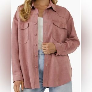 Free the roses faux suede shacket